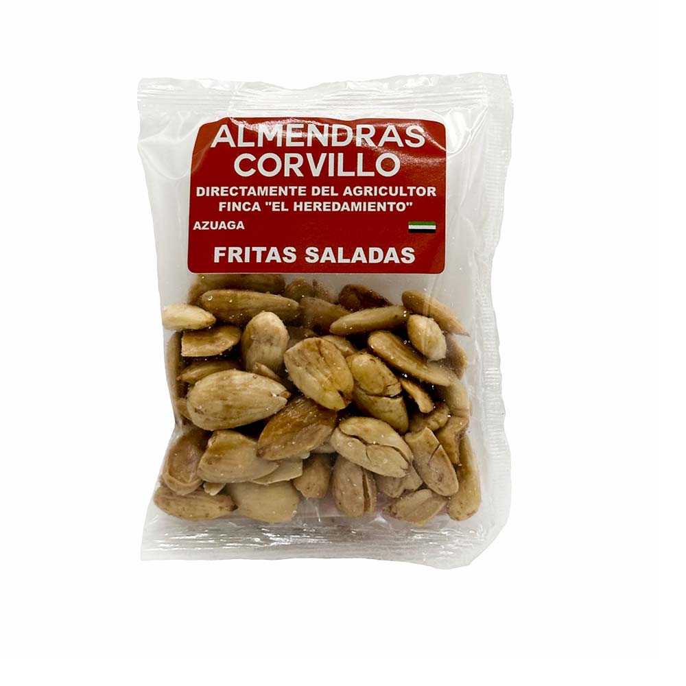 Bolsa de almendras fritas saladas de la marca Corvillo.